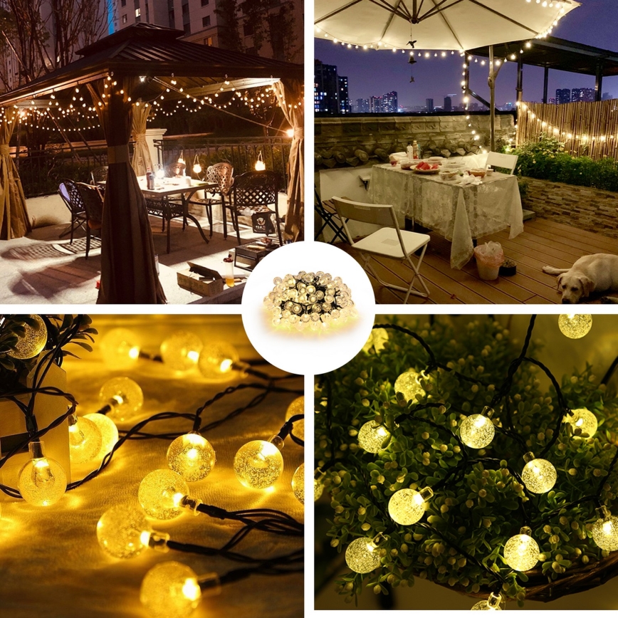 Brilagi - LED sončni dekorativni niz BUBBLE 300xLED/8 funkcij 30m IP65 topla bela 500 mAh