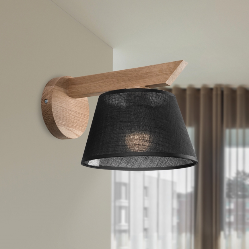 Brilagi - LED  Stenska svetilka ANTHONY 1xE14/40W/230V hrast/črna