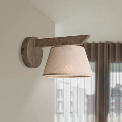 Brilagi - LED  Stenska svetilka ANTHONY 1xE14/40W/230V hrast oreh/bež