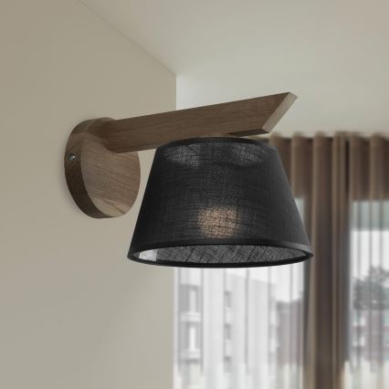 Brilagi - LED  Stenska svetilka ANTHONY 1xE14/40W/230V hrast oreh/črna