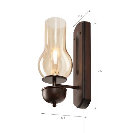 Brilagi - LED Stenska svetilka COTTAGE 1xE14/40W/230V bukev/rjava