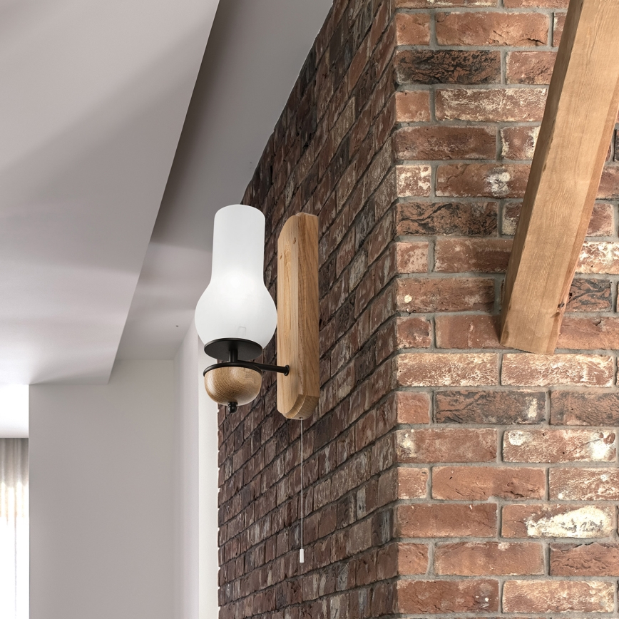 Brilagi - LED Stenska svetilka COTTAGE 1xE14/40W/230V hrast/bela