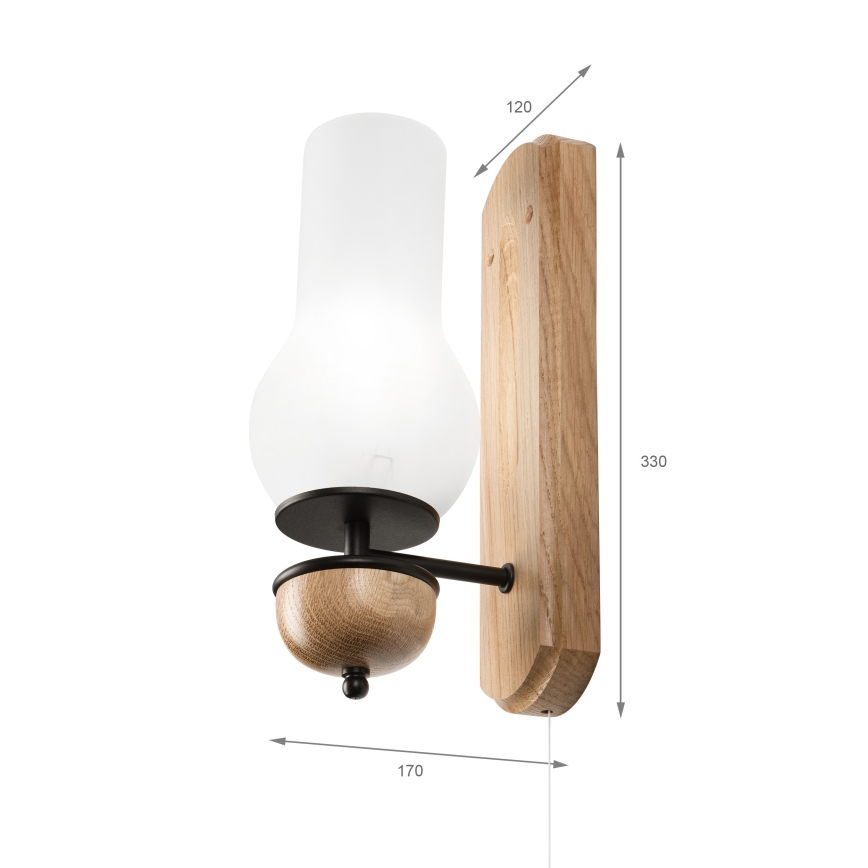 Brilagi - LED Stenska svetilka COTTAGE 1xE14/40W/230V hrast/bela