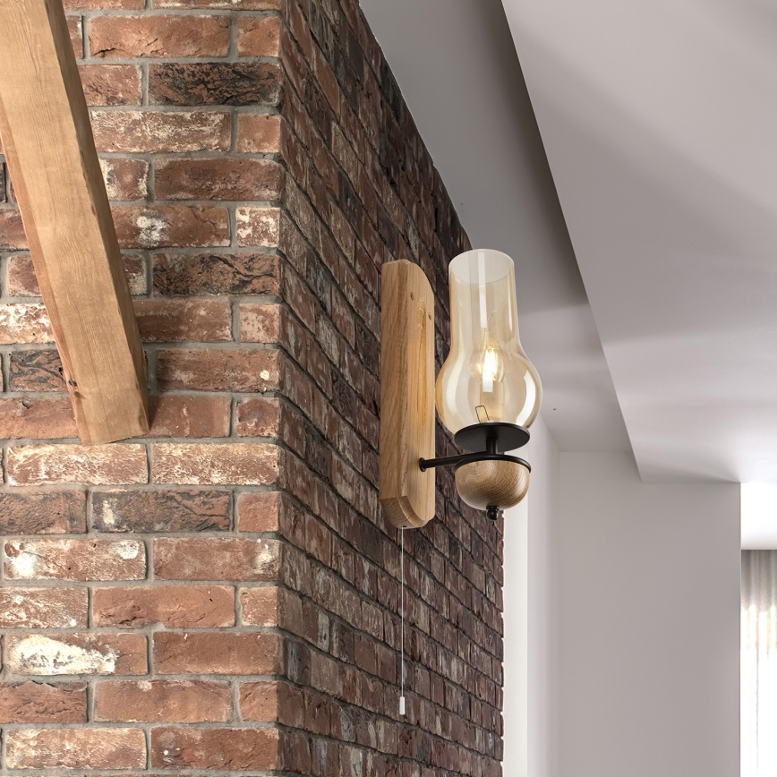 Brilagi - LED Stenska svetilka COTTAGE 1xE14/40W/230V hrast/rjava