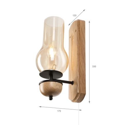 Brilagi - LED Stenska svetilka COTTAGE 1xE14/40W/230V hrast/rjava