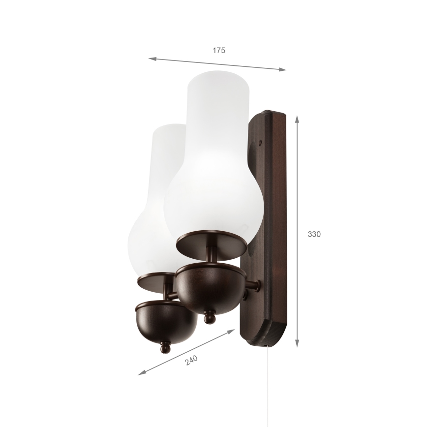 Brilagi - LED Stenska svetilka COTTAGE 2xE14/40W/230V bukev/bela