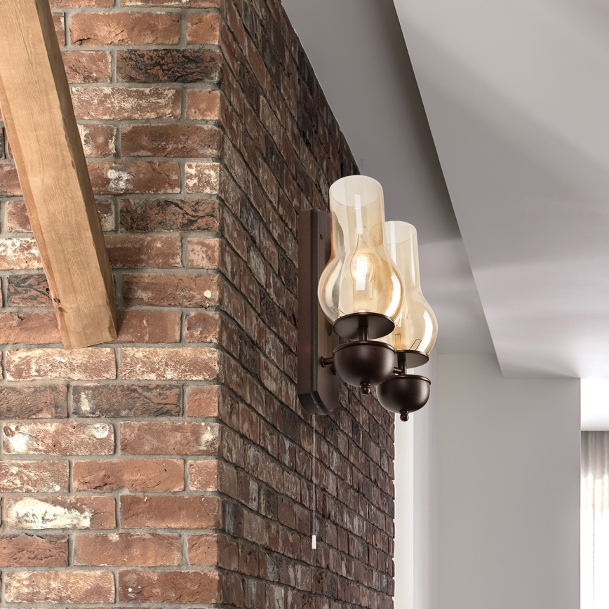 Brilagi - LED Stenska svetilka COTTAGE 2xE14/40W/230V bukev/rjava