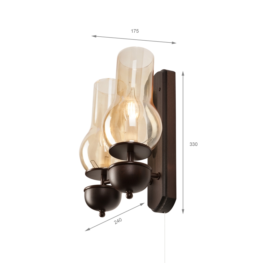 Brilagi - LED Stenska svetilka COTTAGE 2xE14/40W/230V bukev/rjava
