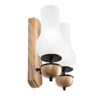 Brilagi - LED Stenska svetilka COTTAGE 2xE14/40W/230V hrast/bela
