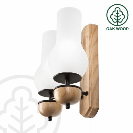 Brilagi - LED Stenska svetilka COTTAGE 2xE14/40W/230V hrast/bela