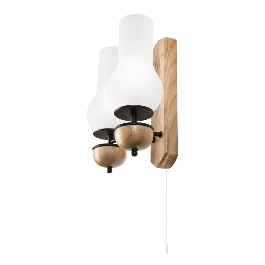 Brilagi - LED Stenska svetilka COTTAGE 2xE14/40W/230V hrast/bela
