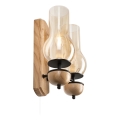 Brilagi - LED Stenska svetilka COTTAGE 2xE14/40W/230V hrast/rjava