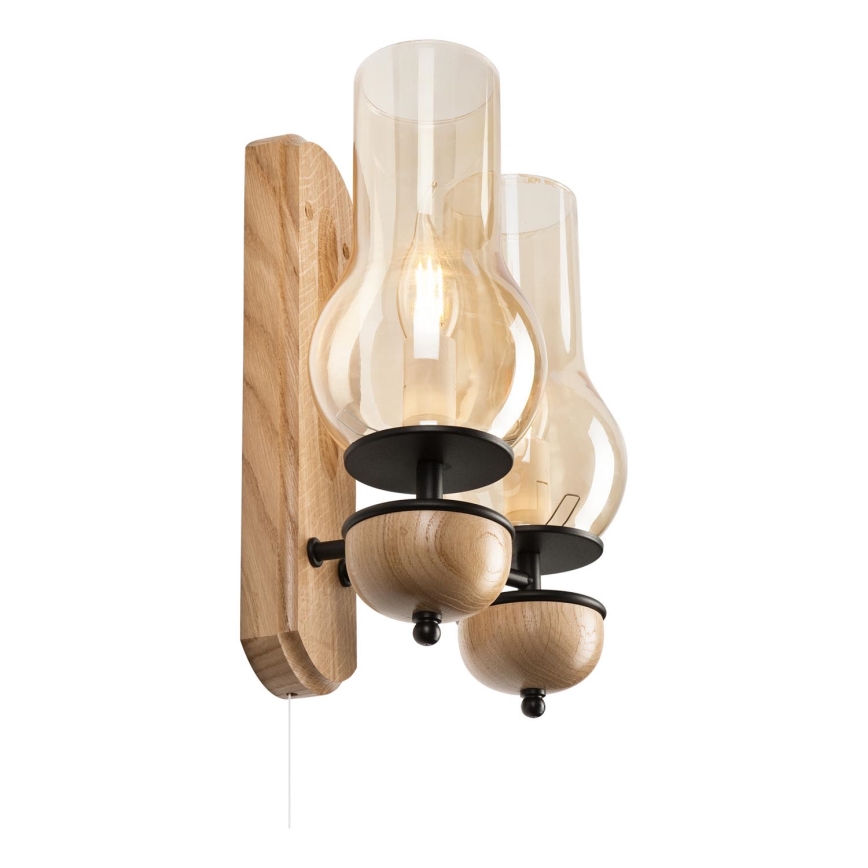 Brilagi - LED Stenska svetilka COTTAGE 2xE14/40W/230V hrast/rjava