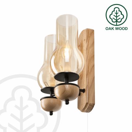 Brilagi - LED Stenska svetilka COTTAGE 2xE14/40W/230V hrast/rjava