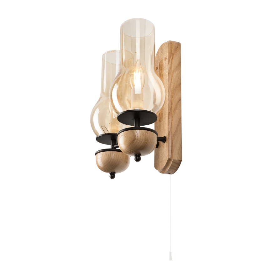 Brilagi - LED Stenska svetilka COTTAGE 2xE14/40W/230V hrast/rjava