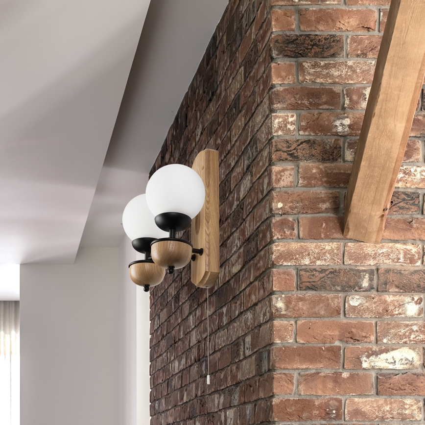 Brilagi - LED Stenska svetilka COTTAGE 2xG9/40W/230V hrast/bela