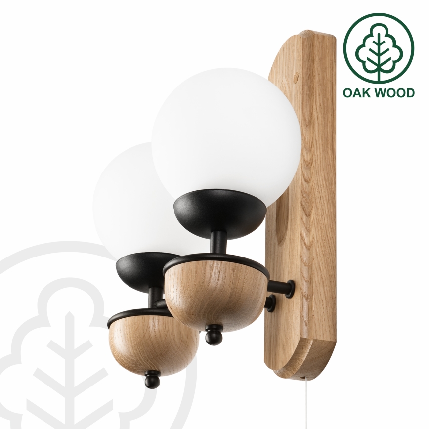 Brilagi - LED Stenska svetilka COTTAGE 2xG9/40W/230V hrast/bela