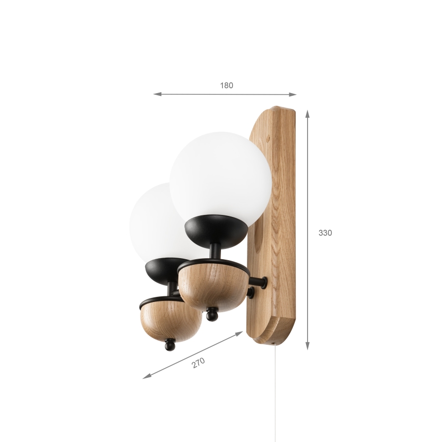 Brilagi - LED Stenska svetilka COTTAGE 2xG9/40W/230V hrast/bela