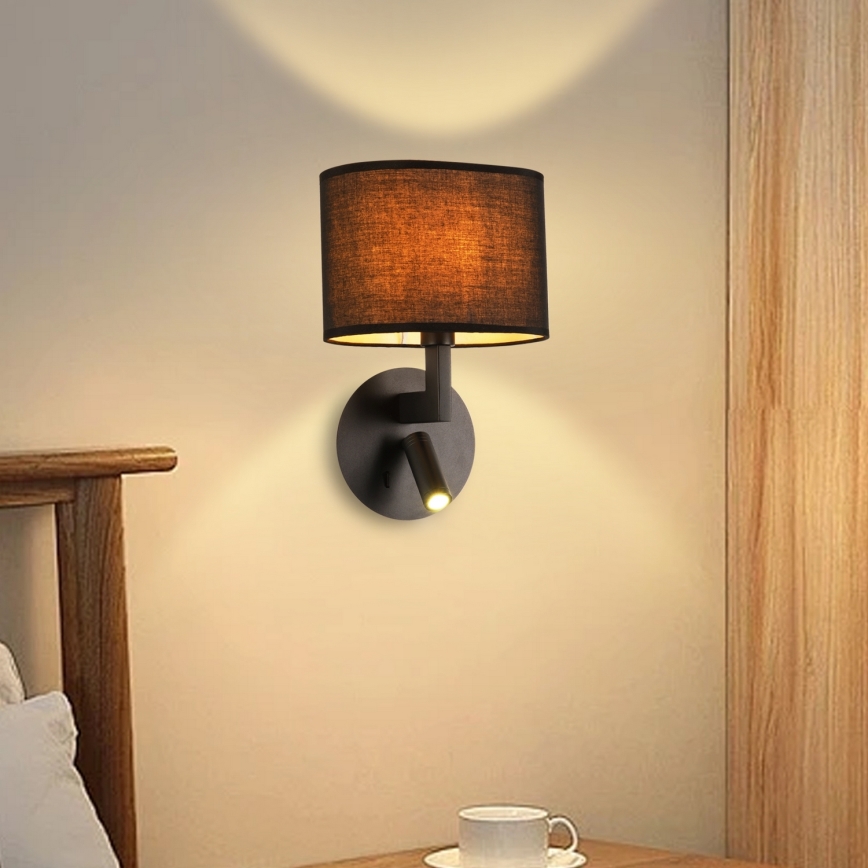 Brilagi - LED Stenska svetilka DAYA 1xE14/40W/230V + LED/3W črna