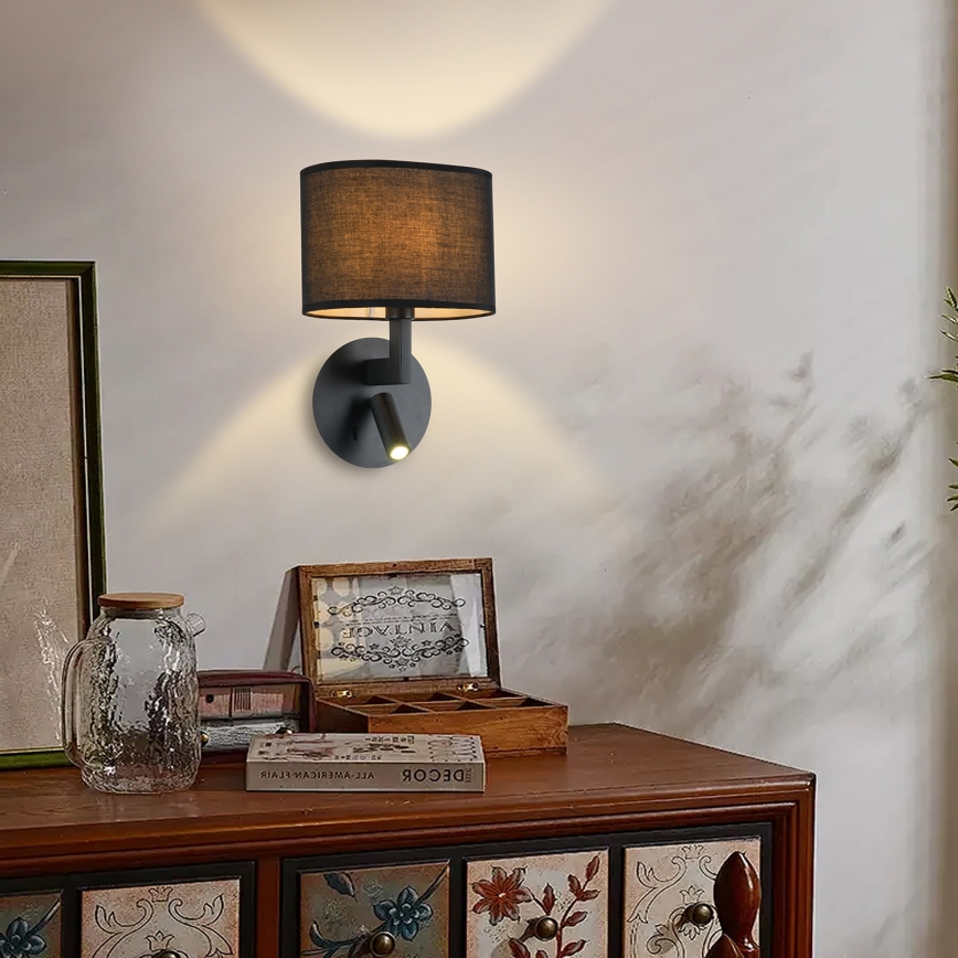 Brilagi - LED Stenska svetilka DAYA 1xE14/40W/230V + LED/3W črna