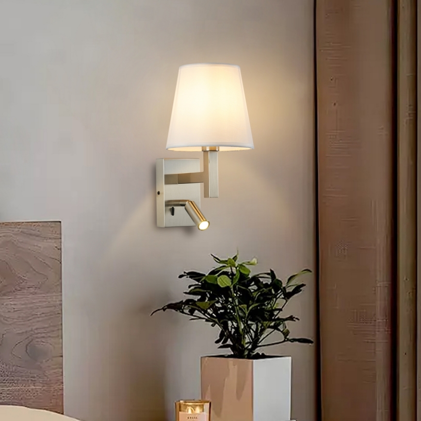 Brilagi - LED Stenska svetilka DEYA 1xE14/40W/230V + LED/3W bela/mat krom