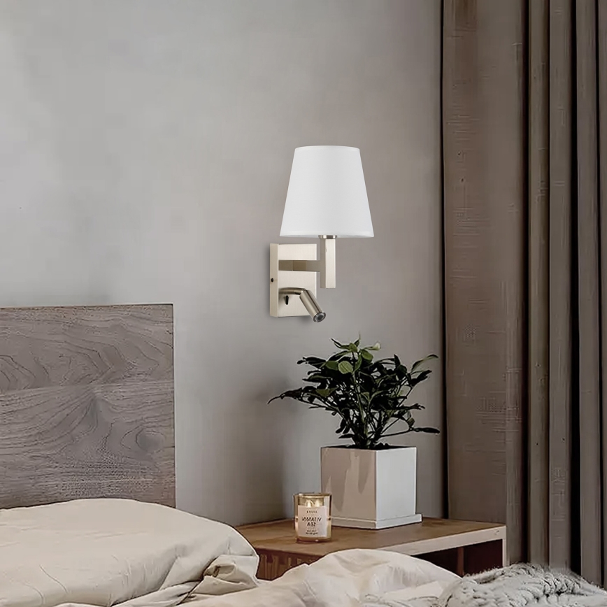 Brilagi - LED Stenska svetilka DEYA 1xE14/40W/230V + LED/3W bela/mat krom