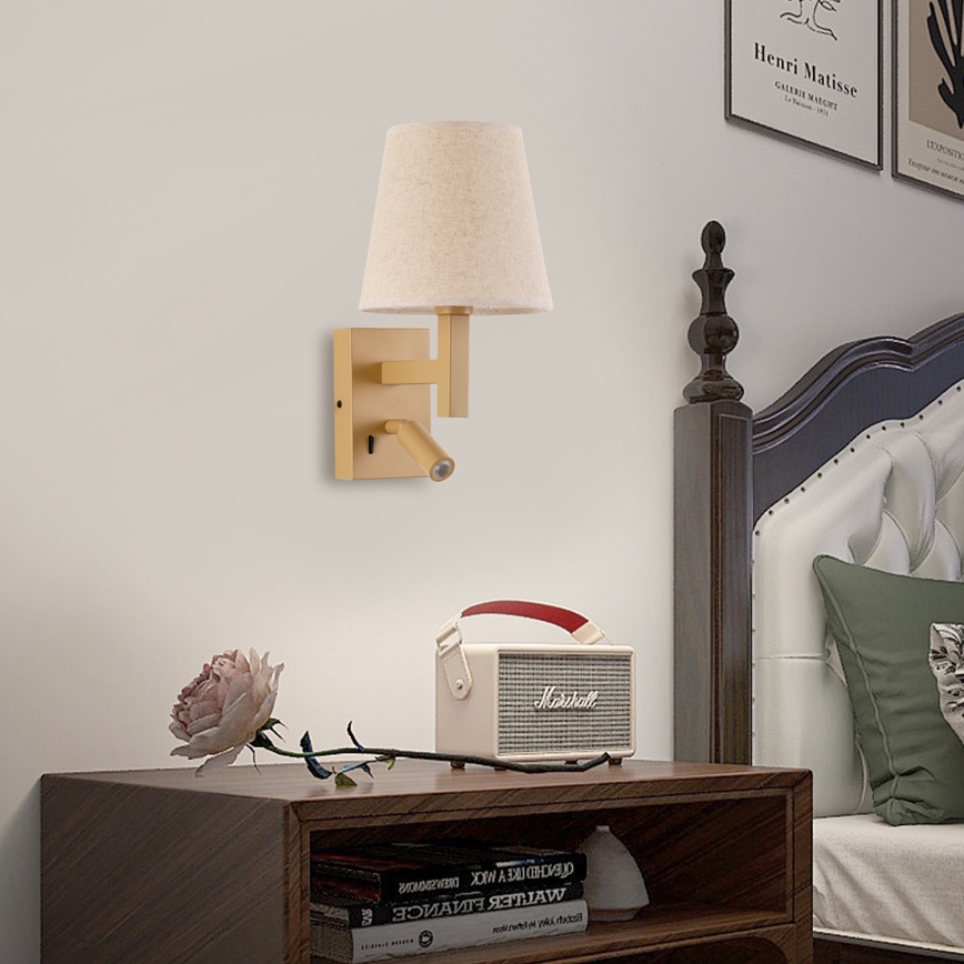 Brilagi - LED Stenska svetilka DEYA 1xE14/40W/230V + LED/3W lan/zlata