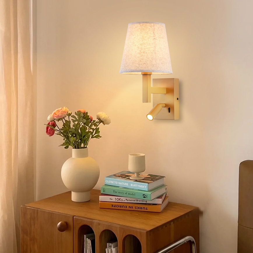 Brilagi - LED Stenska svetilka DEYA 1xE14/40W/230V + LED/3W lan/zlata
