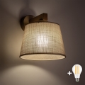 BRILAGI - LED stenska svetilka LATTE SABIA 1xE27/15W/230V borovina/bežna