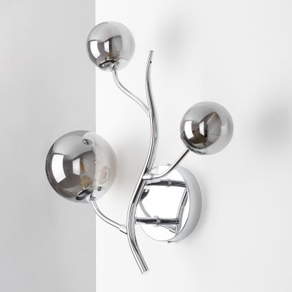 Brilagi - LED stenska svetilka MISTEL 3xG9/3W/230V črni krom / dimno steklo