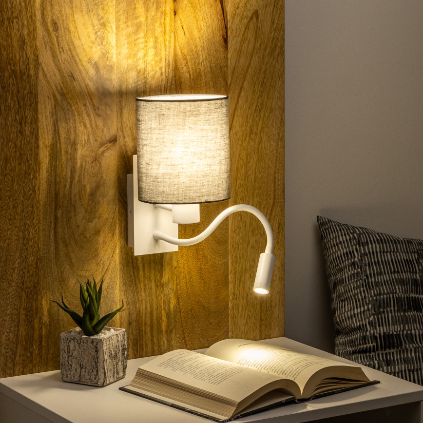 Brilagi - LED Fleksibilna stenska svetilka NUBILA 1xE27/25W/230V + LED/3W bela/antracit