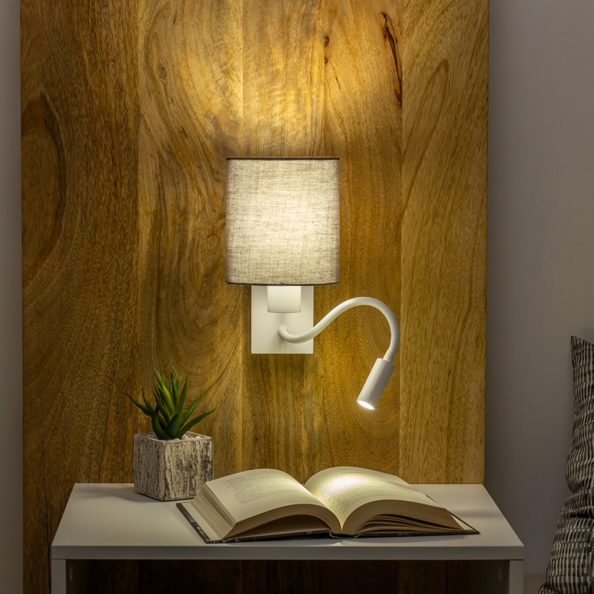 Brilagi - LED Fleksibilna stenska svetilka NUBILA 1xE27/25W/230V + LED/3W bela/antracit