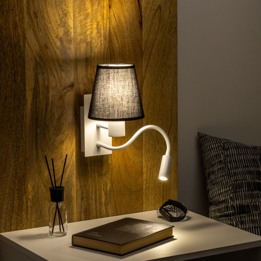 Brilagi - LED Fleksibilna stenska svetilka NUBILA 1xE27/25W/230V + LED/3W bela/črna