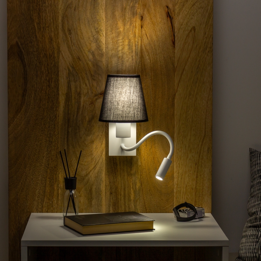 Brilagi - LED Fleksibilna stenska svetilka NUBILA 1xE27/25W/230V + LED/3W bela/črna
