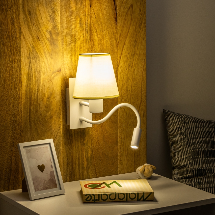 Brilagi - LED Fleksibilna stenska svetilka NUBILA 1xE27/25W/230V + LED/3W bela/krem barva