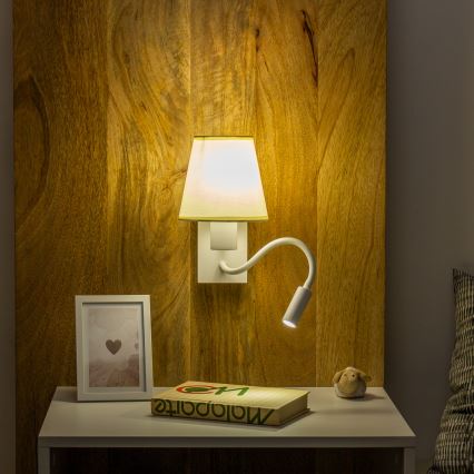 Brilagi - LED Fleksibilna stenska svetilka NUBILA 1xE27/25W/230V + LED/3W bela/krem barva