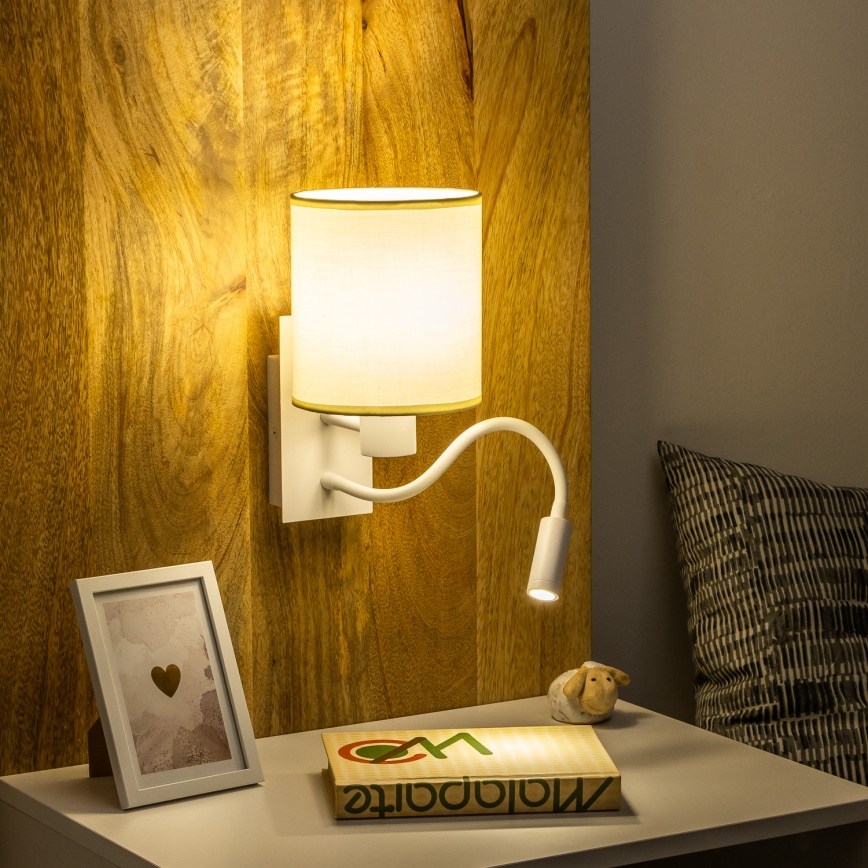 Brilagi - LED Fleksibilna stenska svetilka NUBILA 1xE27/25W/230V + LED/3W bela/krem barva