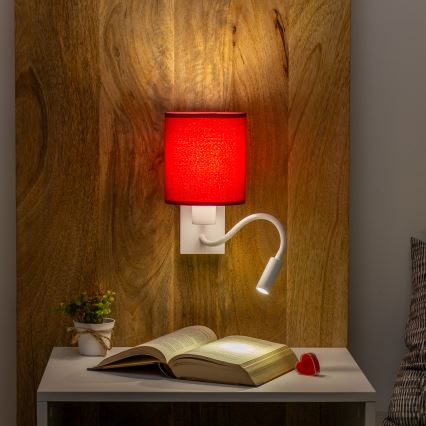 Brilagi - LED Fleksibilna stenska svetilka NUBILA 1xE27/25W/230V + LED/3W bela/Pompejanec rdeča