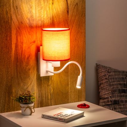 Brilagi - LED Fleksibilna stenska svetilka NUBILA 1xE27/25W/230V + LED/3W bela/rdeča
