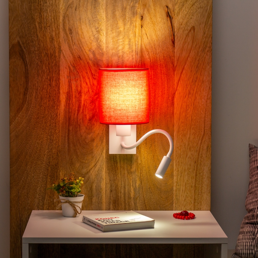 Brilagi - LED Fleksibilna stenska svetilka NUBILA 1xE27/25W/230V + LED/3W bela/rdeča