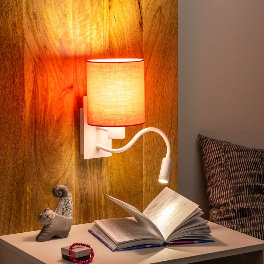 Brilagi - LED Fleksibilna stenska svetilka NUBILA 1xE27/25W/230V + LED/3W bela/roza