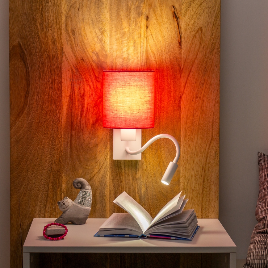 Brilagi - LED Fleksibilna stenska svetilka NUBILA 1xE27/25W/230V + LED/3W bela/roza