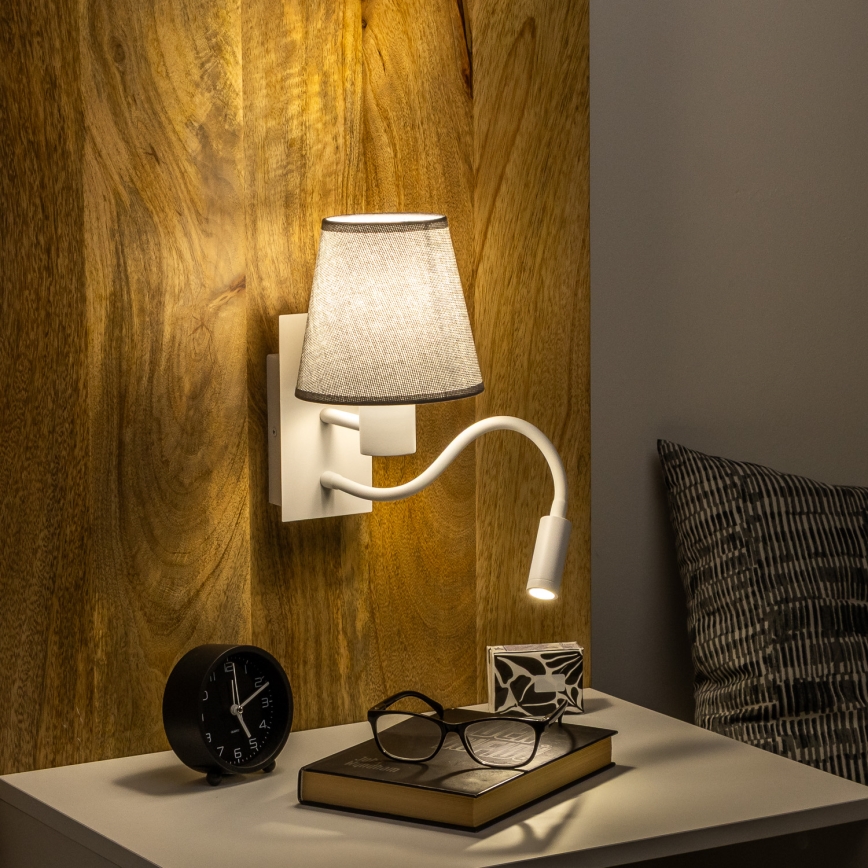 Brilagi - LED Fleksibilna stenska svetilka NUBILA 1xE27/25W/230V + LED/3W bela/siva
