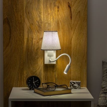 Brilagi - LED Fleksibilna stenska svetilka NUBILA 1xE27/25W/230V + LED/3W bela/siva