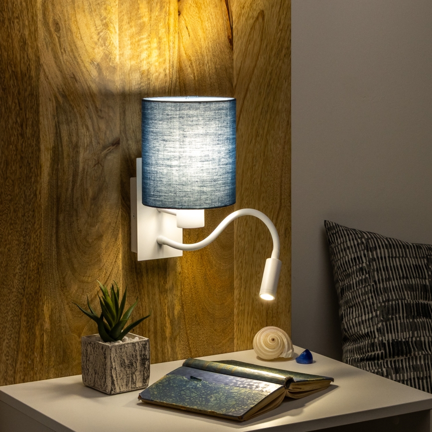 Brilagi - LED Fleksibilna stenska svetilka NUBILA 1xE27/25W/230V + LED/3W bela/temno modra
