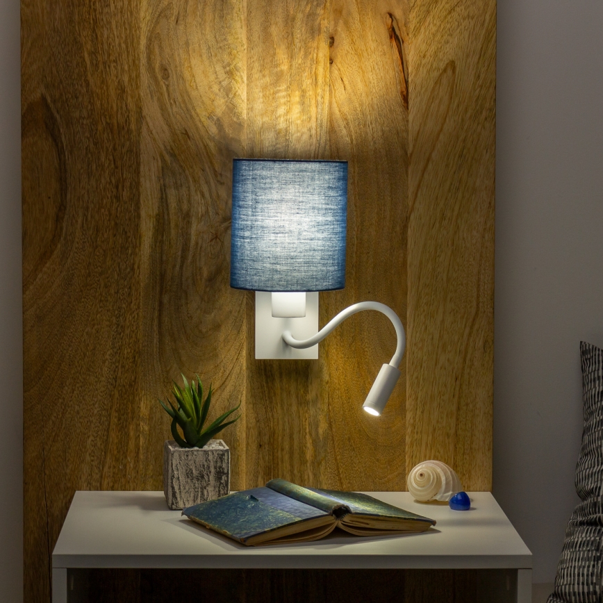 Brilagi - LED Fleksibilna stenska svetilka NUBILA 1xE27/25W/230V + LED/3W bela/temno modra