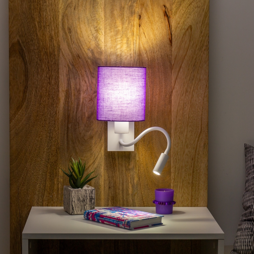 Brilagi - LED Fleksibilna stenska svetilka NUBILA 1xE27/25W/230V + LED/3W bela/vijolična