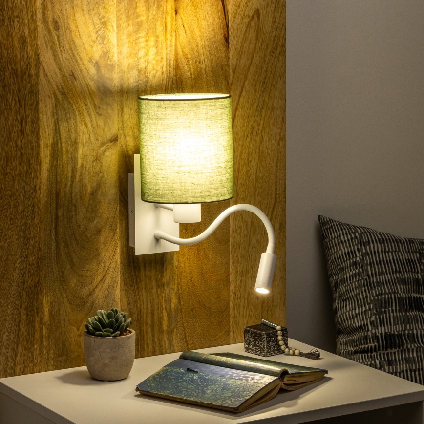 Brilagi - LED Fleksibilna stenska svetilka NUBILA 1xE27/25W/230V + LED/3W bela/zelena