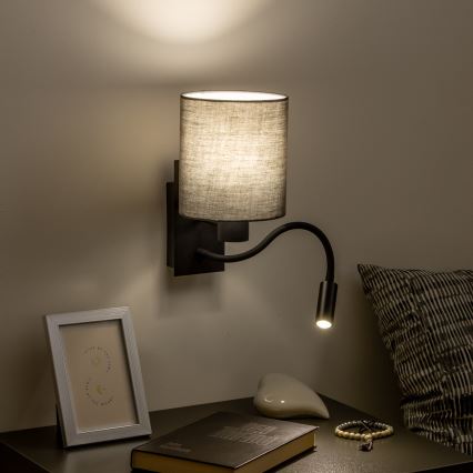 Brilagi - LED Fleksibilna stenska svetilka NUBILA 1xE27/25W/230V + LED/3W črna/antracit