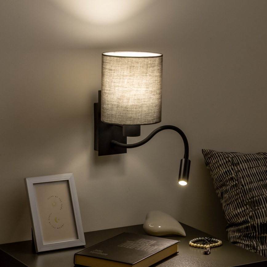 Brilagi - LED Fleksibilna stenska svetilka NUBILA 1xE27/25W/230V + LED/3W črna/antracit
